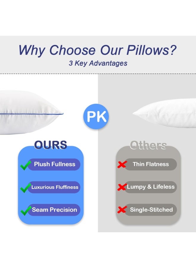 Eworld Pack of 2 White Mellow Cushion Set – 100% Cotton Cover, 550 GSM, Microfiber Filled Soft Decorative Throw Pillows for Sofa, Bed & Living Room – Multiple Sizes Available - Image 3